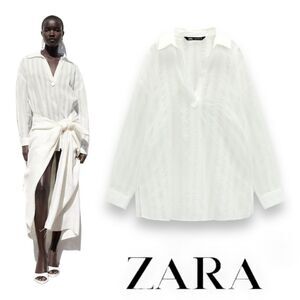 ZARA | White | STRIPED FABRIC SHIRT